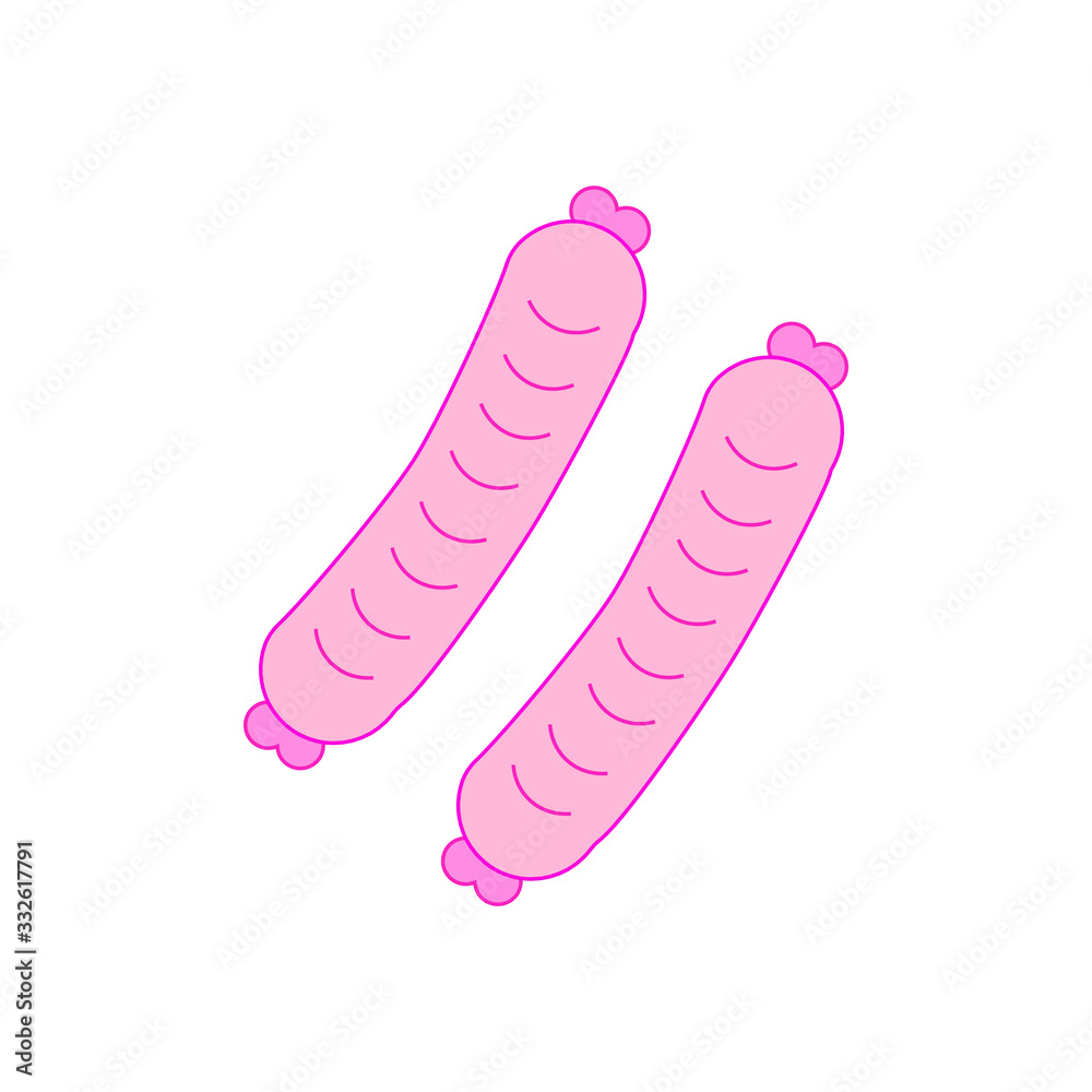 food sausages on white background