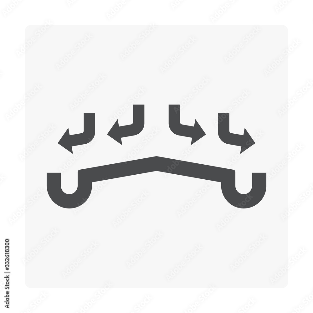 Rain gutter vector icon. Also called eavestrough, eaves-shoot or surface water collection channel. Include arrow of roof slope direction for rainwater discharge and drainage system of home or building Rain gutter vector icon. Also called eavestrough, eaves-shoot or surface water collection channel. Include arrow of roof slope direction for rainwater discharge and drainage system of home or building
