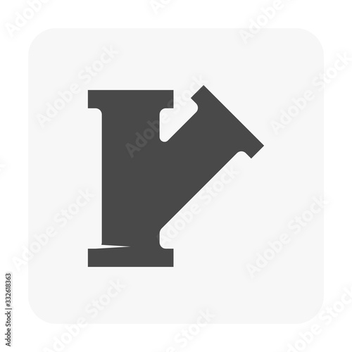 Pipe vector icon. Connection by flange fitting. Part for pipeline construction to transportation water, oil and gas. Also for water supply infrastructure, wastewater treatment, plumbing and irrigation