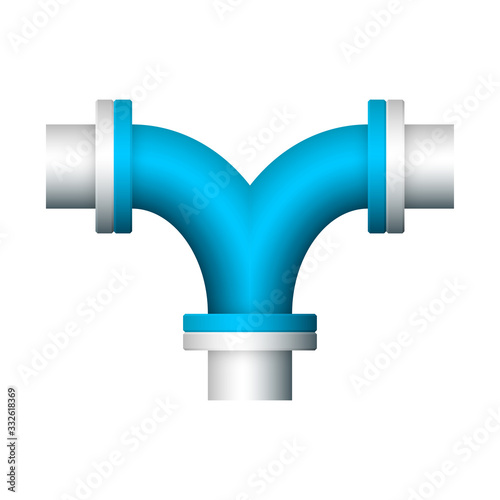 Pipe vector icon. Connection by flange fitting. Part for pipeline construction to transportation water, oil and gas. Also for water supply infrastructure, wastewater treatment, plumbing and irrigation