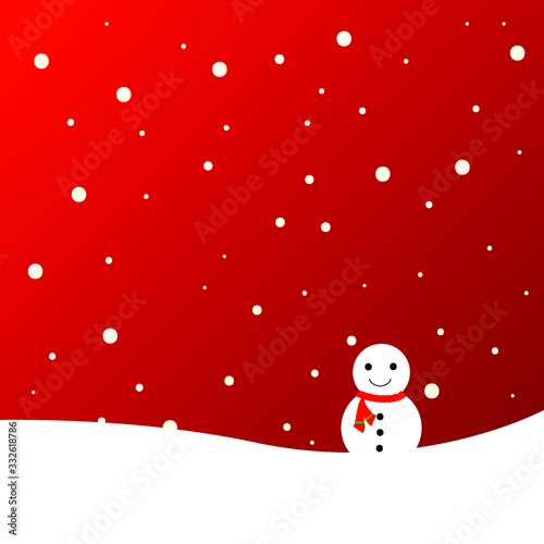 Merry Christmas Concept. Vector of snowman on the snow floor with bokeh and snowflake. © momolelouch