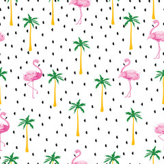 Fototapete Flamingomuster Niedliche Flamingos im Vektormuster  © StudioLondon