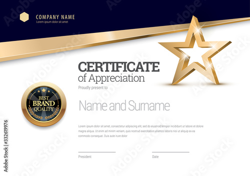Certificate template. Diploma of modern design or gift certificate. Vector illustration.