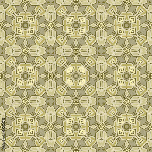 Creative color abstract geometric pattern in gold, vector seamless, can be used for printing onto fabric, interior, design, textile, carpet, pillow, tiles.