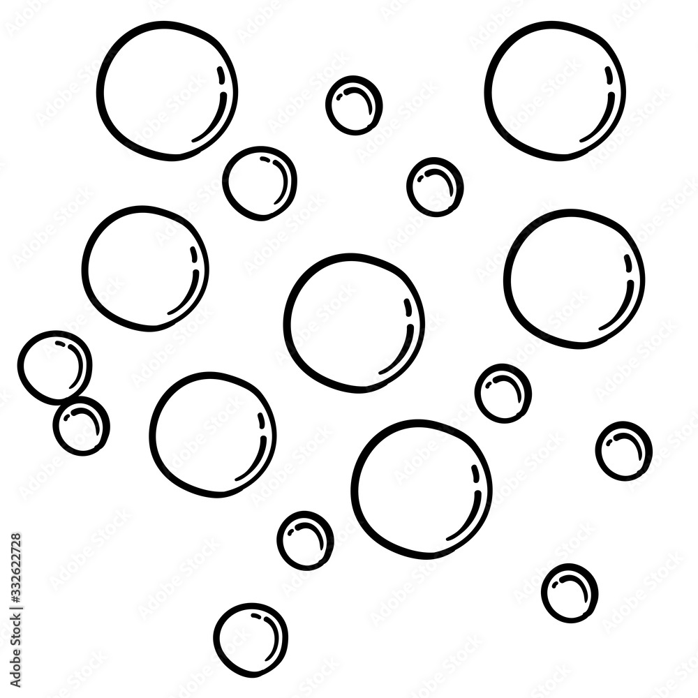water bubble illustration with hand drawn doodle cartoon style vector