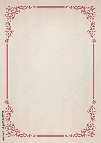 花を使ったレトロなノート風フレームと古紙テクスチャ Stock Vector Adobe Stock