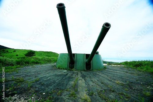 Russian tank / military equipment, militarism concept, gun defense aggression