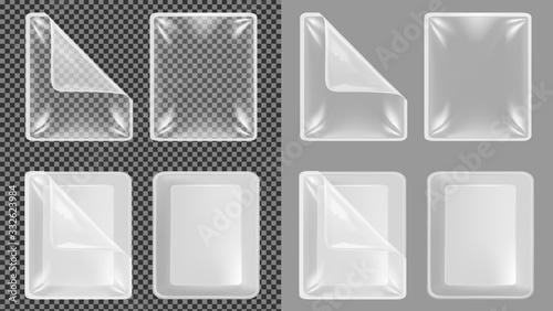 Transparent plastic container for food. Packaging for meal