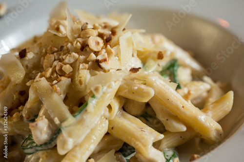 Penne with chicken, spinach...