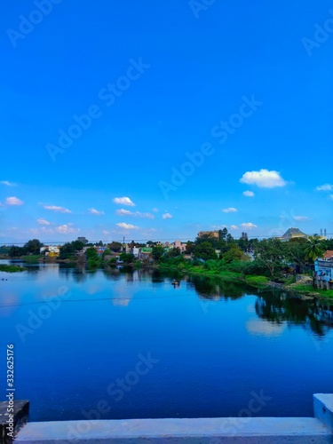 landscape with river and blue sky