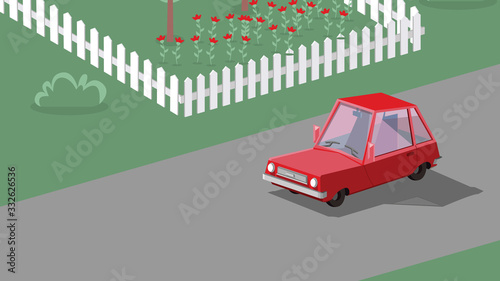 a car driving in city illustration vector illustration