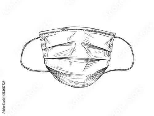 Surgical, Medical Face Mask that protects airborne diseases, viruses. Coronavirus. Defence from air pollution. Vector illustration