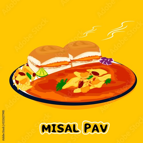 Misal pav indian Street Food Vector photo