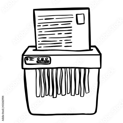 Hand drawn vector icon of outline shredder in cartoon style