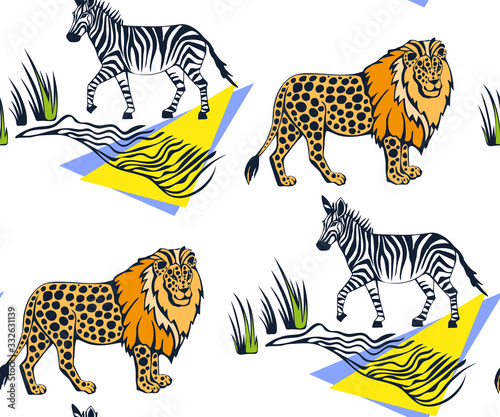 Vector background hand drawn exotic wild animals. Hand drawn ink illustration. Modern ornamental decorative background. Vector pattern. Print for textile  cloth  wallpaper  scrapbooking