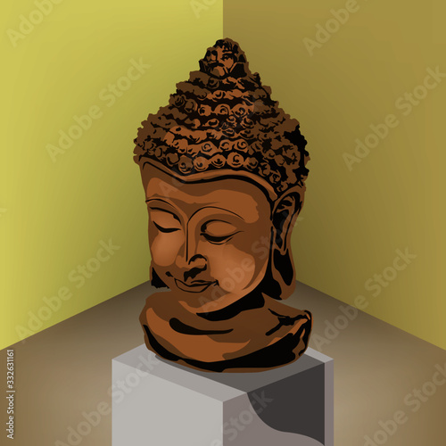 Vector Buddha head Thailand culture.