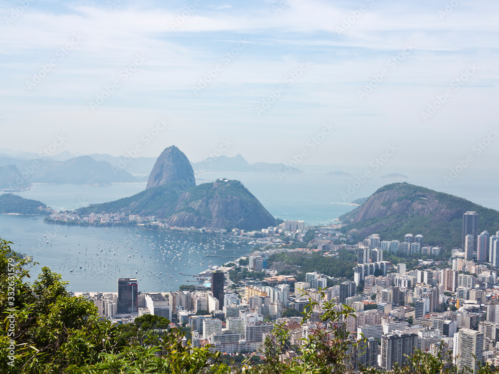 View at Rio de Janeiro with Guanabara and Sugarloaf