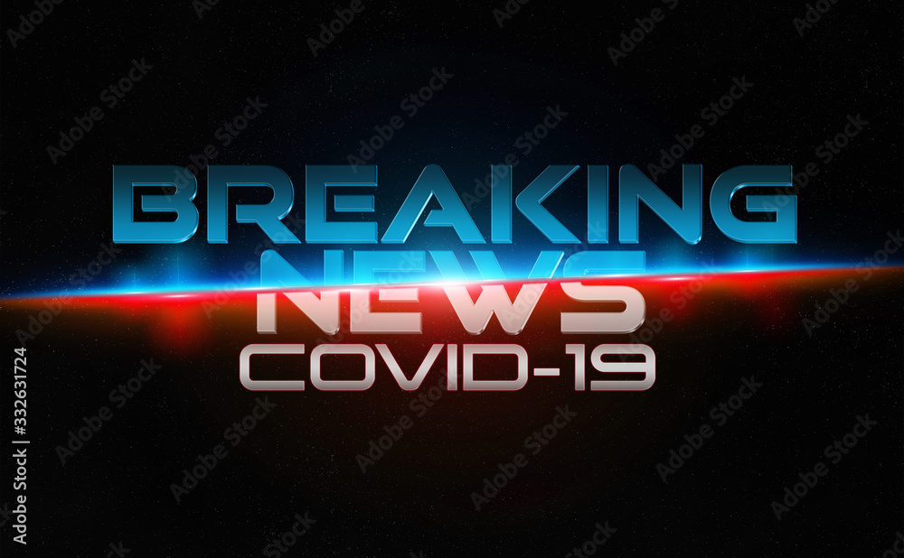 Obraz premium Coronavirus Covid-19 text breaking news style. 2019-nCoV official name introduced by World Health Organization. New disease discovered in 2019 spreading globally. Pandemic concept