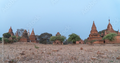 Small temples Bagan Myanmar Sunrise