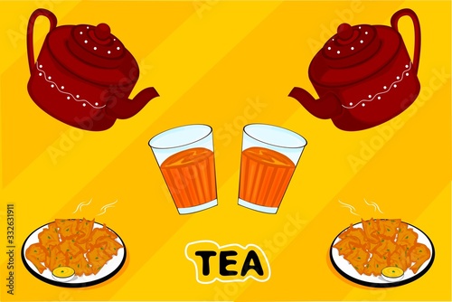Indian Tea with Pakora or Bhajia Vector