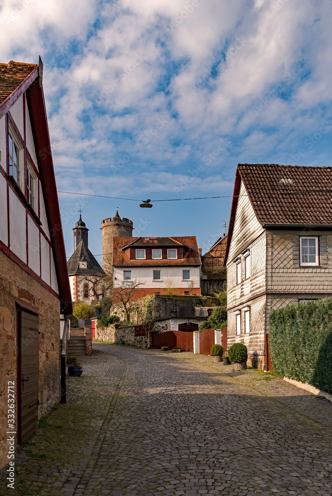 In den Straßen der Altstadt von Lißberg, Gemeinde Ortenberg in der Wetterau, Hessen, Deutschland