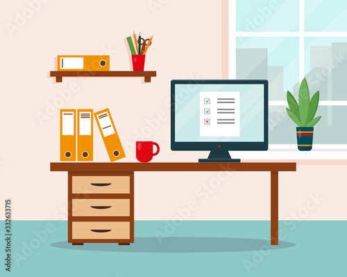 Home office, freelance or online working interior