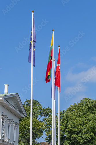 Presidential palace on Daukanto square (Simono Daukanto aikste) - official residence of President of Lithuania in Vilnius old town. Vilnius, Lithuania. photo