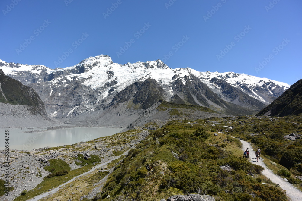 マウントクックトレッキング。ニュージーランド。Mt. Cook and Hooker Valley From The Village, New Zealand