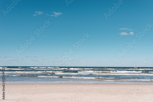 Fototapeta Naklejka Na Ścianę i Meble -  Spring view of the beach on the Baltic Sea in Poland