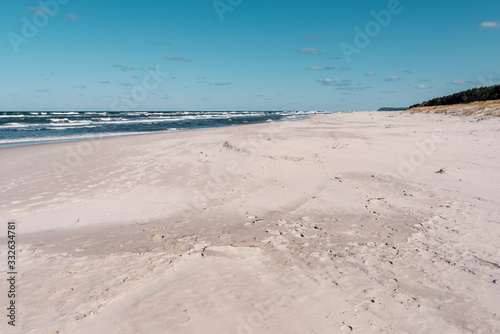 Fototapeta Naklejka Na Ścianę i Meble -  Spring view of the beach on the Baltic Sea in Poland
