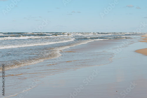 Spring view of the beach on the Baltic Sea in Poland