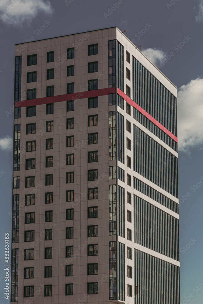 modern apartment grey-red building 