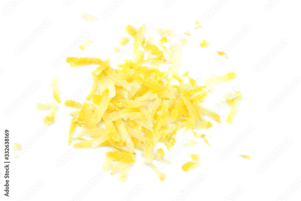 Obraz premium lemon zest isolated on white background. healthy food