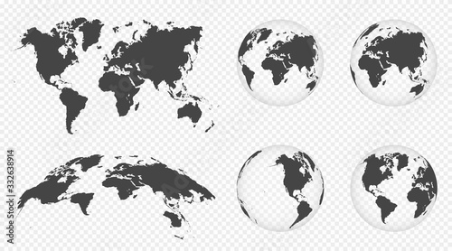 Fotografiet Set of transparent globes of Earth