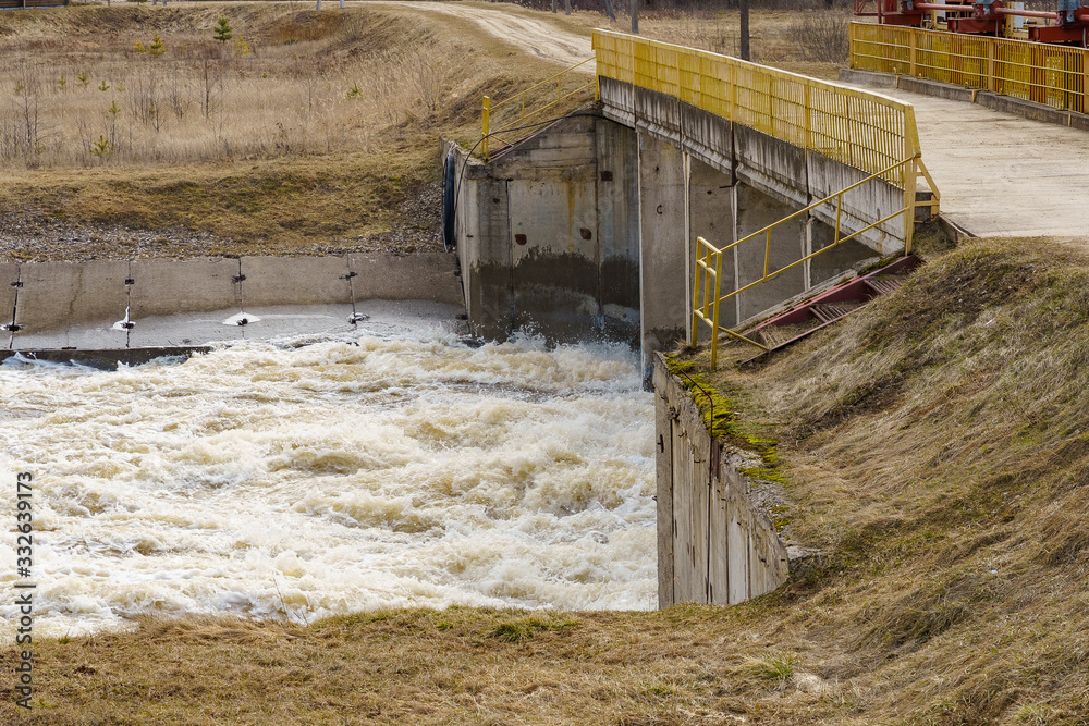 hydraulic structure, a dam through which a river flows