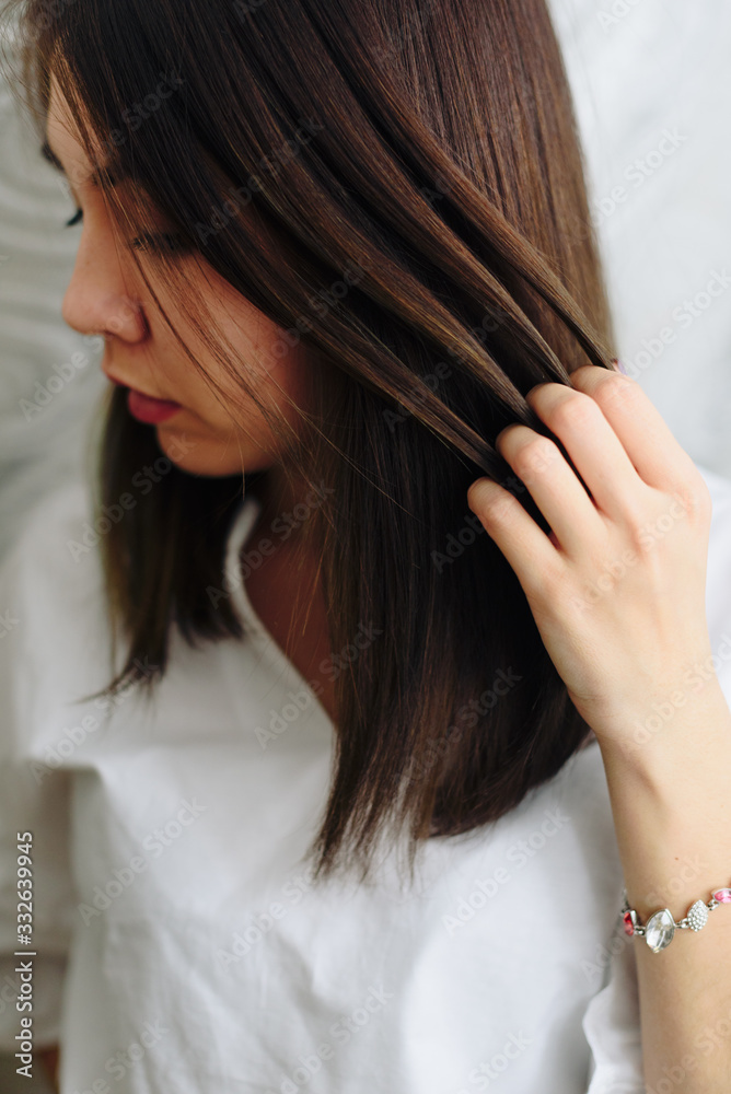 portrait of a beautiful brunette girl at home portrait of a beautiful brunette girl at home