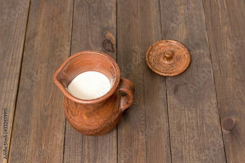 Milk in a clay jug.