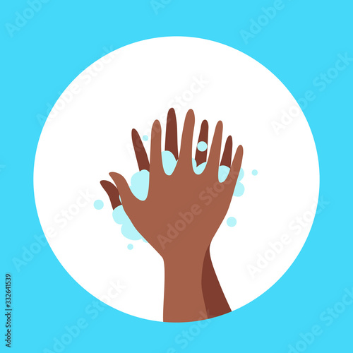 Washing hands with soap and water properly cartoon vector illustration.