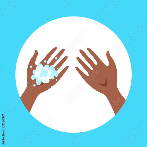 Washing hands with soap and water properly cartoon vector illustration.