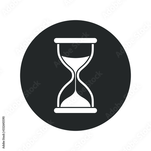 Hourglass graphic icon. Sandglass sign in the circle isolated on white background. Time symbol. Vector illustration