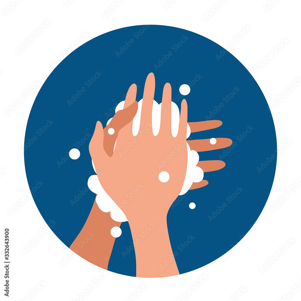 Washing hands with soap and water properly cartoon vector illustration Washing hands with soap and water properly cartoon vector illustration