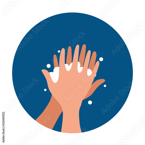 Washing hands with soap and water properly cartoon vector illustration