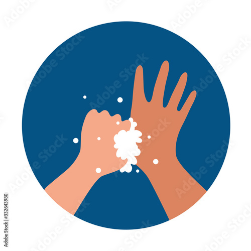 Washing hands with soap and water properly cartoon vector illustration