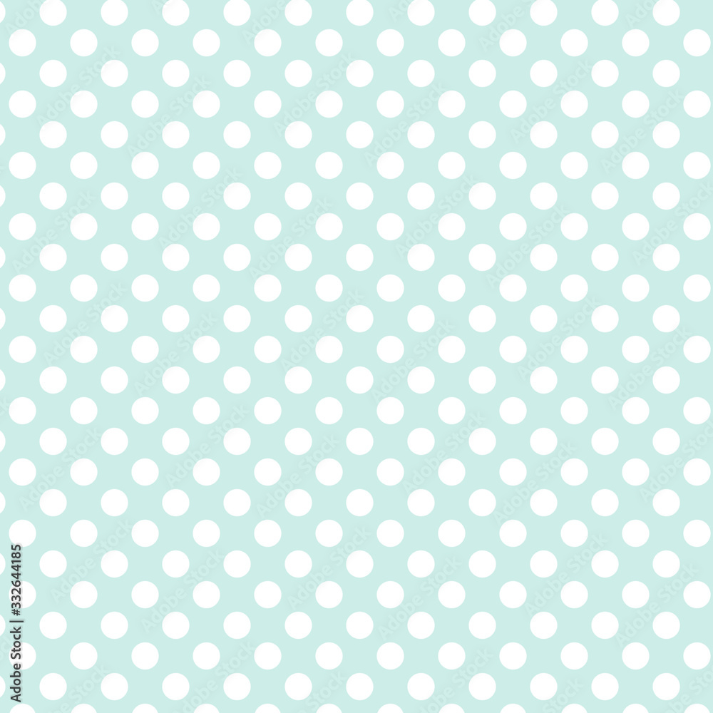 Polka dot seamless pattern. White dots on blue background.