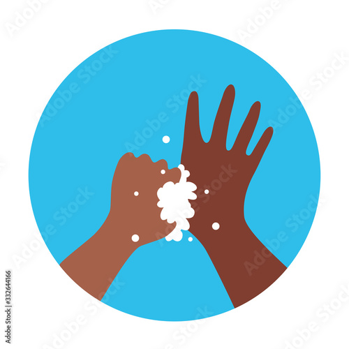 Washing hands with soap and water properly cartoon vector illustration
