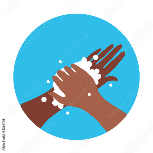 Washing hands with soap and water properly cartoon vector illustration