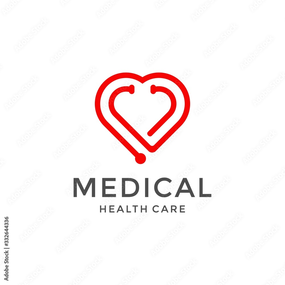 medical heart stethoscope icon logo vector illustrations