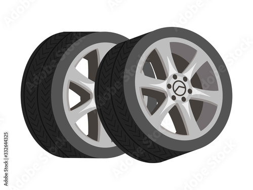 New rubber wheel tire isolated on white background