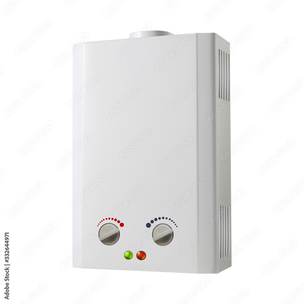 Domestic Water Heater Gas System Device Vector. Blank Modern Metallic Equipment Water And Climate Heating With Temperature Regulators And Indicators. House Boiler Layout Realistic 3d Illustration Domestic Water Heater Gas System Device Vector. Blank Modern Metallic Equipment Water And Climate Heating With Temperature Regulators And Indicators. House Boiler Layout Realistic 3d Illustration