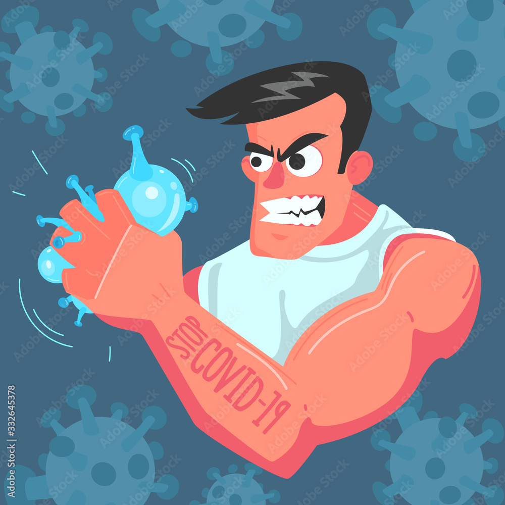Fototapeta premium Coronavirus pandemic. A man in anger and rage